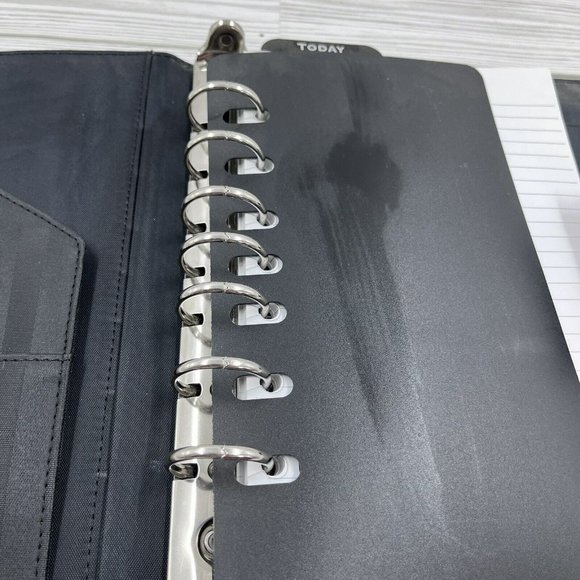 DAY TIMER 7-Ring Organizer Binder Planner Cover 1” Black Vinyl Snap Close - Picture 5 of 12